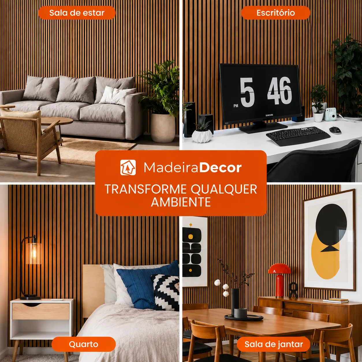 PAINEL RIPADO ACÚSTICO MADEIRA NATURAL - 270x110cm